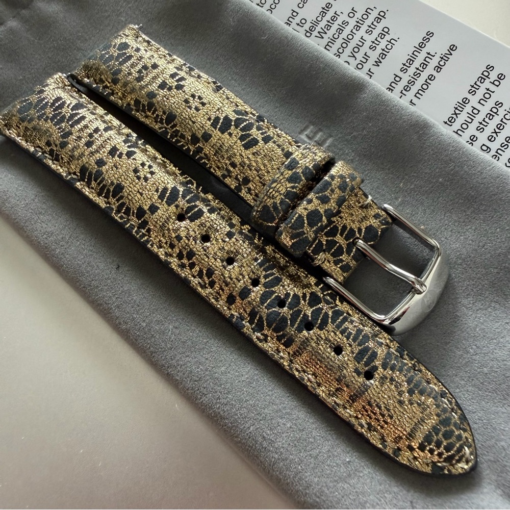 Michele Black and Gold Lace Leather Watch Strap - 18mm - Picture 11 of 16